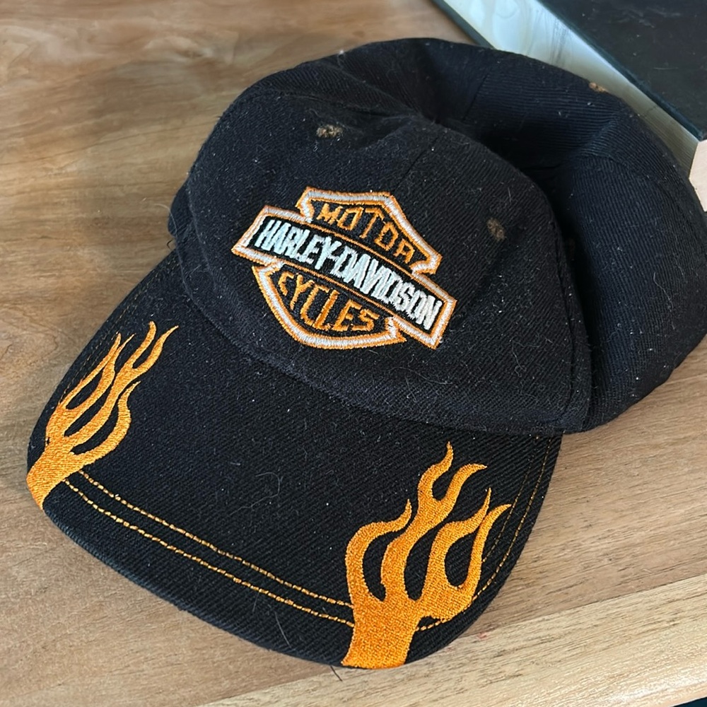 Harley-Davidson Black and Orange Velcro Hat